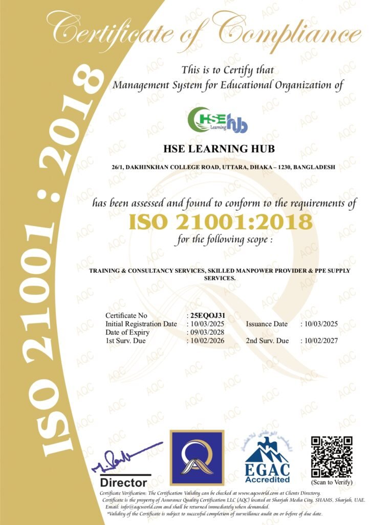 ISO 21001:2018 Certificate of Compliance - HSE Learning Hub